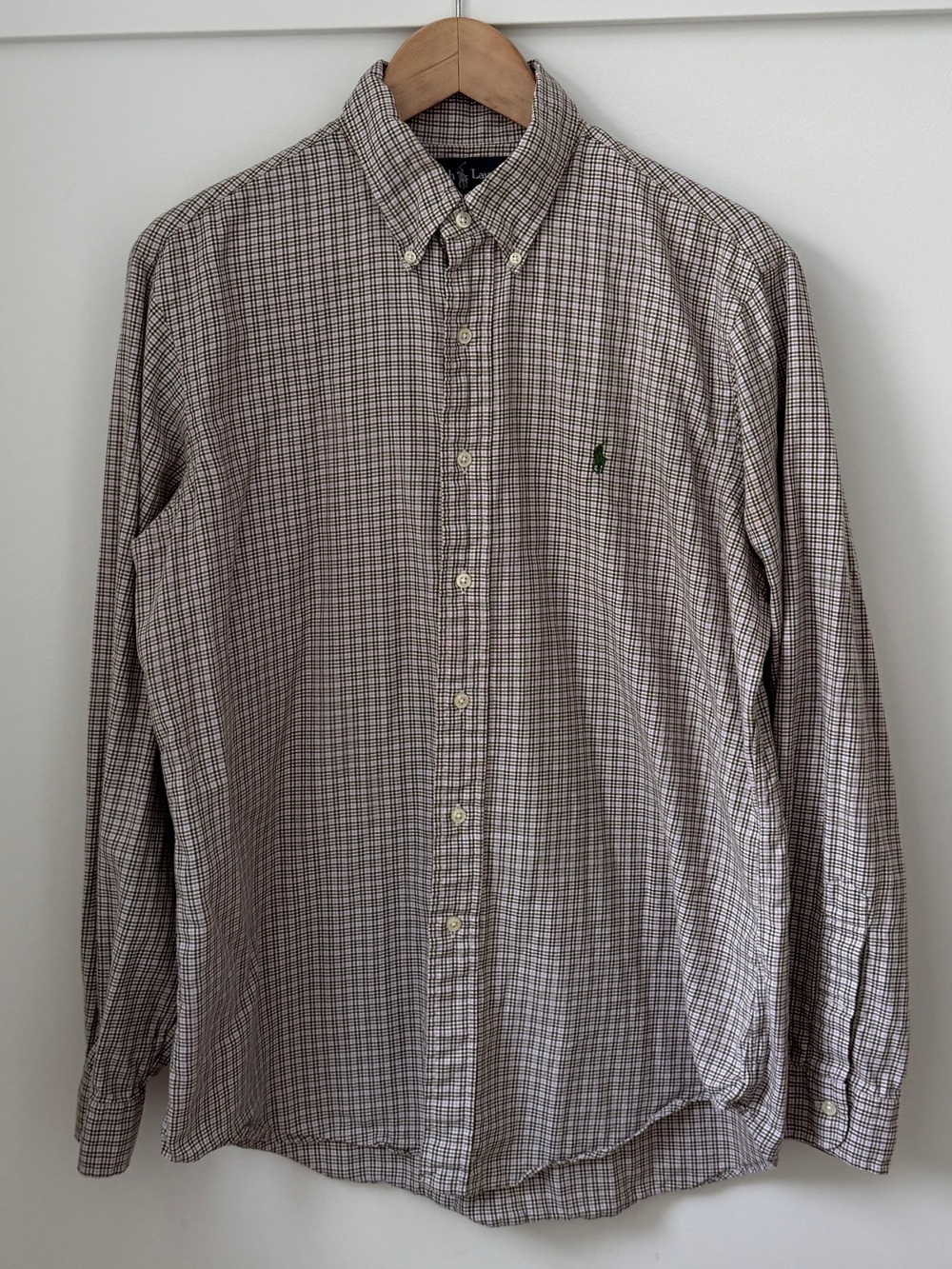 Ralph Lauren Tan & White Check Button-Down Shirt